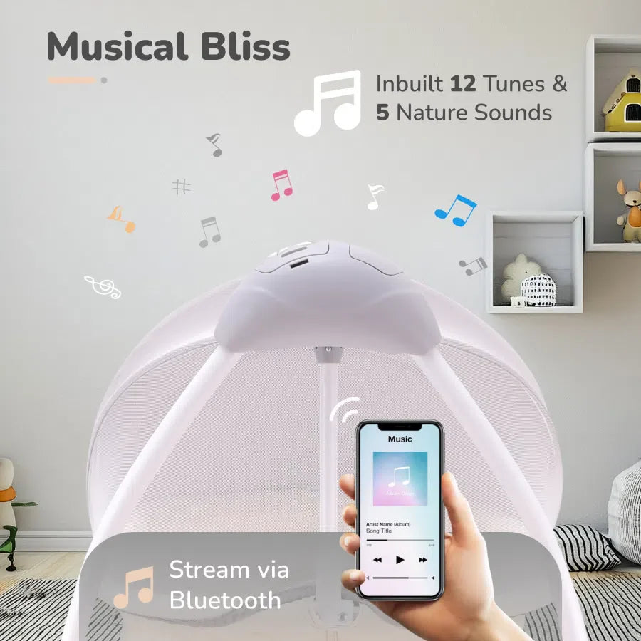 Provide ultimate comfort and hands-free soothing with the R For Rabbit Baby Cradle & Auto Swing, featuring gentle lullabies and remote control for easy adjustments, ensuring peaceful sleep for your baby. Available at uSmile.toys." www.usmile.toys